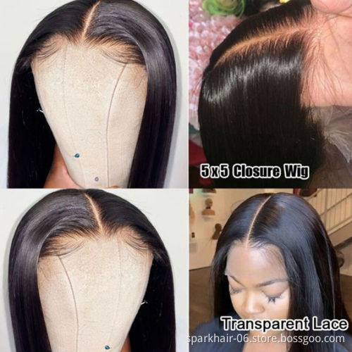 Human Hair T-Part 13x5x1 Transparent Lace Frontal Wigs For Black Women,Brazilian Virgin Hair 13x4/4x4/5x5 Lace Front Closure Wig